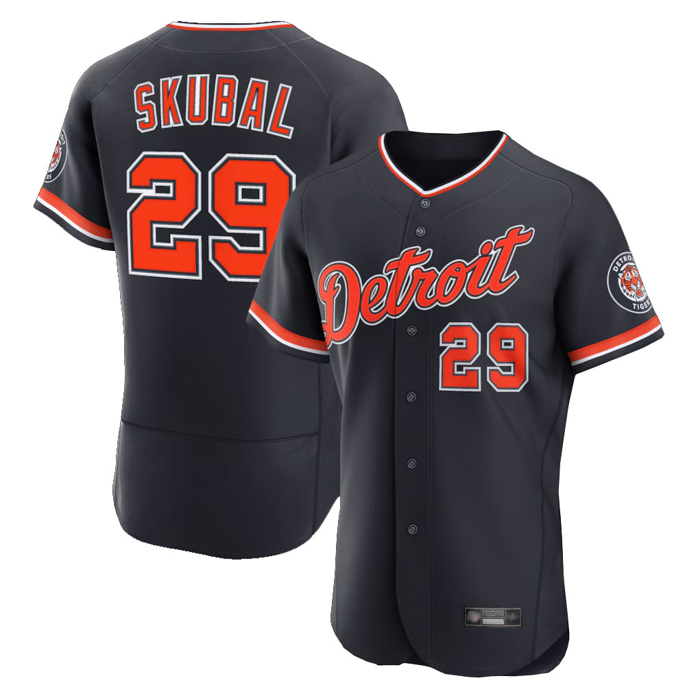 D.Tigers #29 Tarik Skubal Player Navy Limited Elite Home Game Qdoa Stitched Jerseys