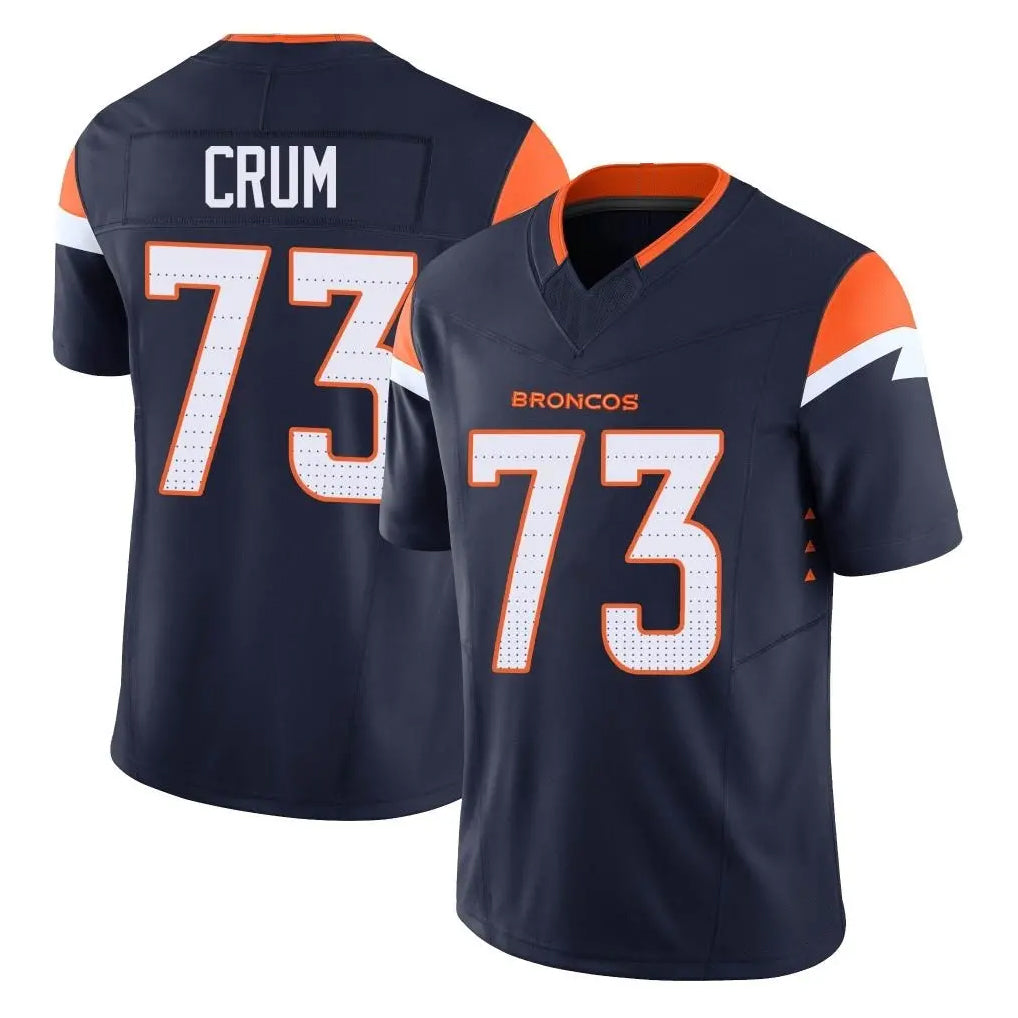 D.Broncos #73 Frank Crum Player Navy Limited Vapor F.U.S.E. Home Game Qdoa Stitched Jerseys