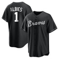 A.Braves #1 Ozzie Albies Player Black Home Game Qdoa Stitched Jerseys