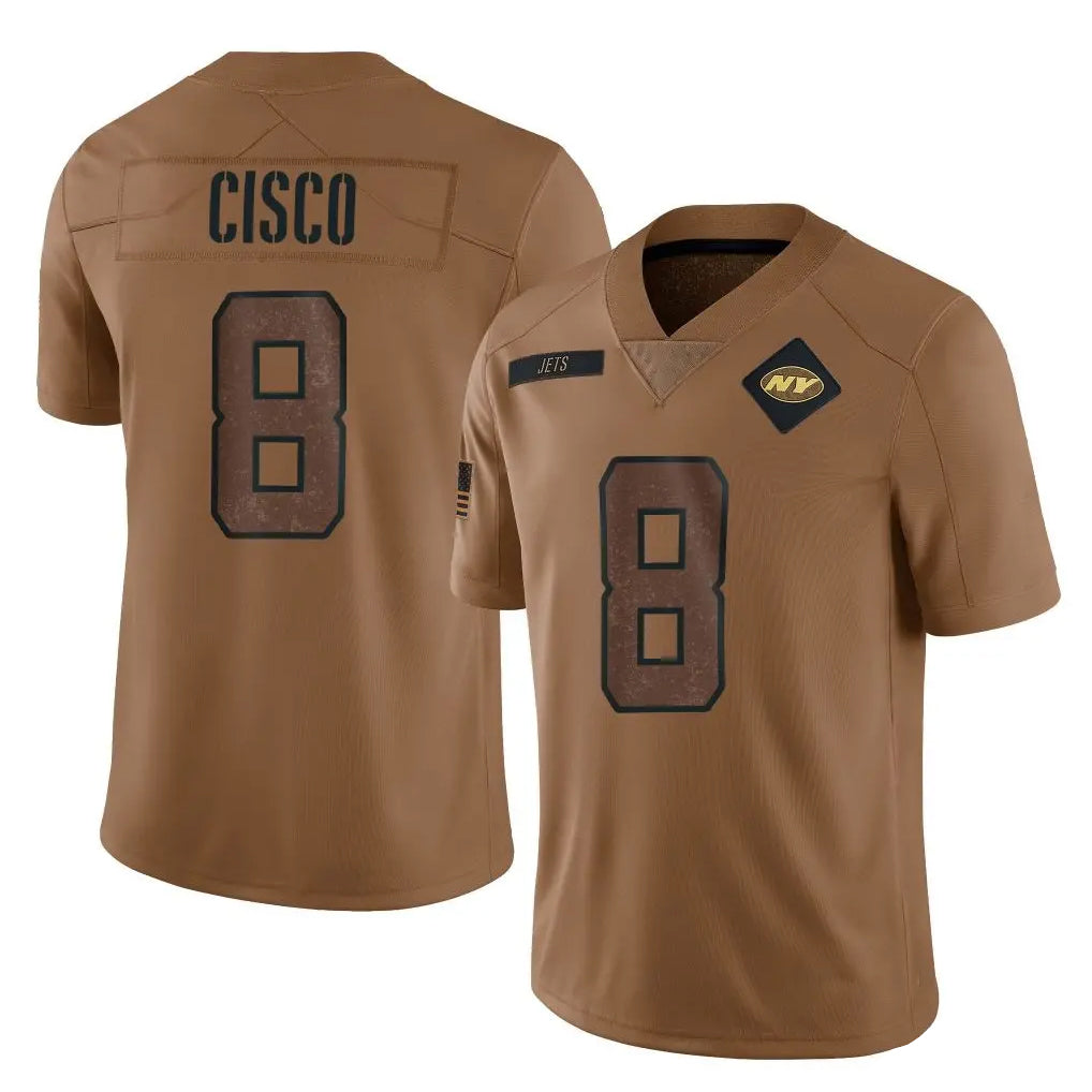 NY.Jets #8 Andre Cisco Player Brown Salute To Service Limited Qdoa Stitched Jerseys