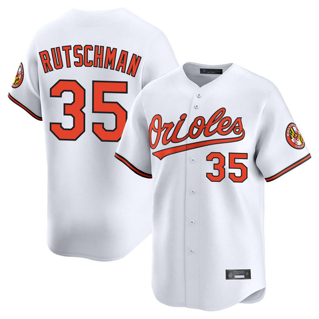 B.Orioles #35 Adley Rutschman Player White Limited Home Game Qdoa Stitched Jerseys