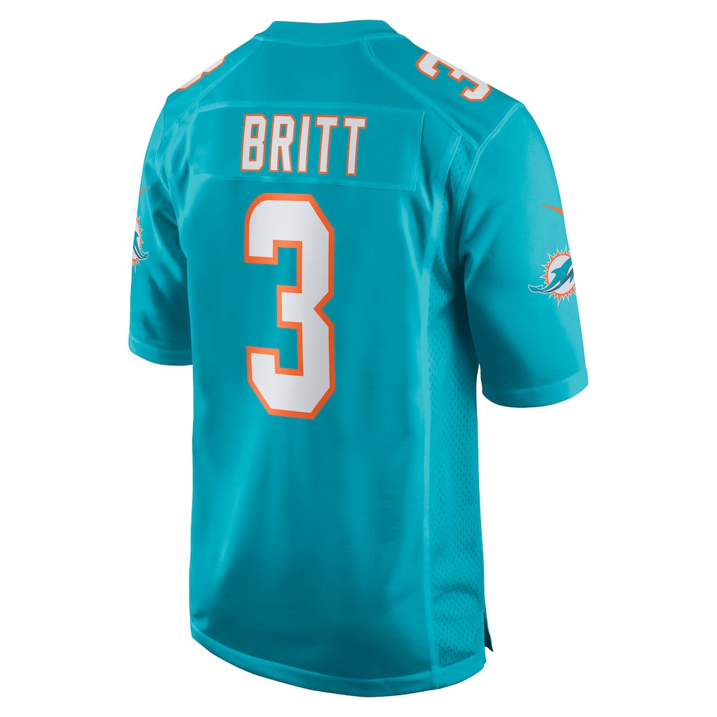 Qdoa M.Dolphins #3 K.J. Britt Aqua Team Game Jersey