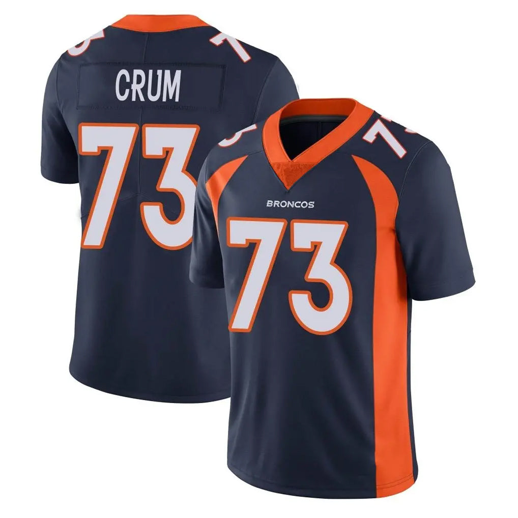 D.Broncos #73 Frank Crum Player Navy Vapor Untouchable Limited Game Qdoa Stitched Jerseys