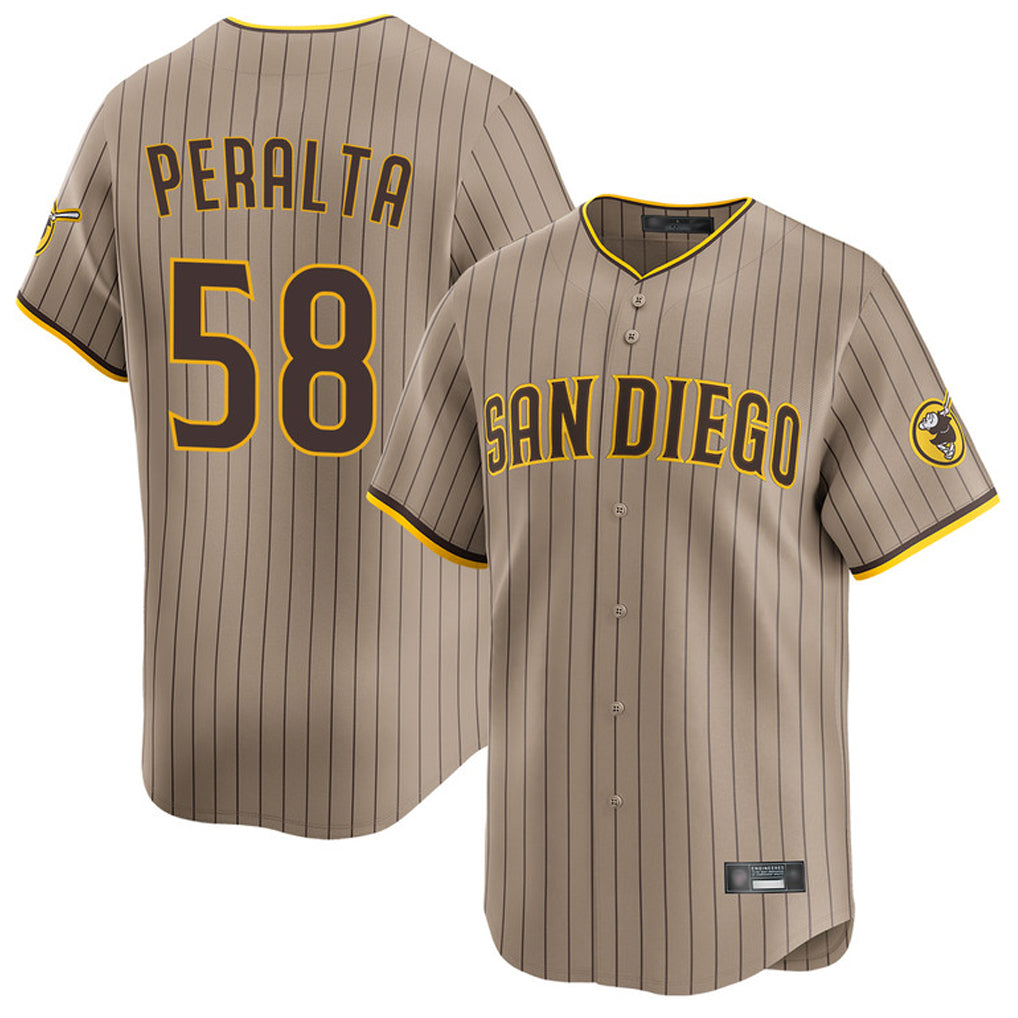 S.Diego Padres #58 Wandy Peralta Player Khaki Home Limited Qdoa Stitched Jerseys
