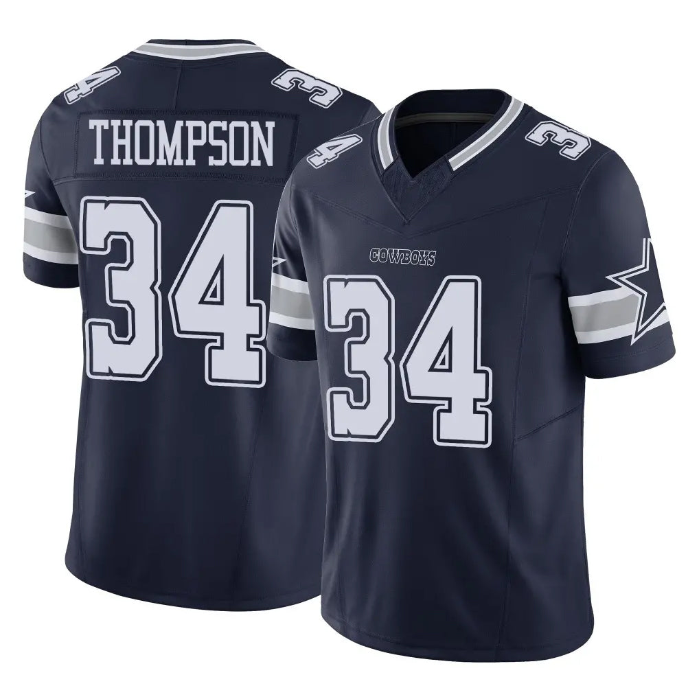 D.Cowboys #34 Jalen Thompson Player Navy Limited Vapor F.U.S.E. Home Game Qdoa Stitched Jerseys