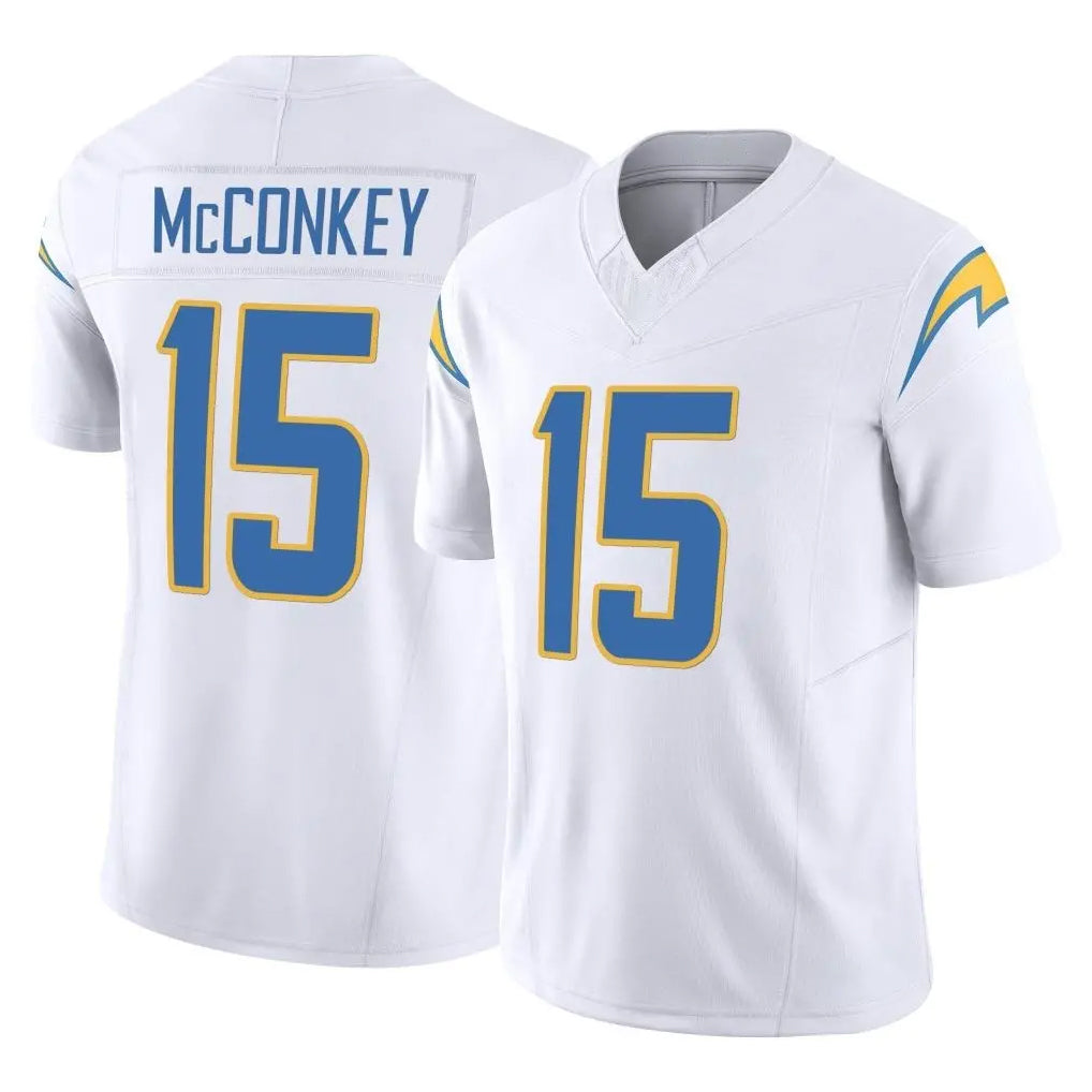 LA.Chargers #15 Ladd McConkey Player White Limited Vapor F.U.S.E. Home Game Qdoa Stitched Jerseys