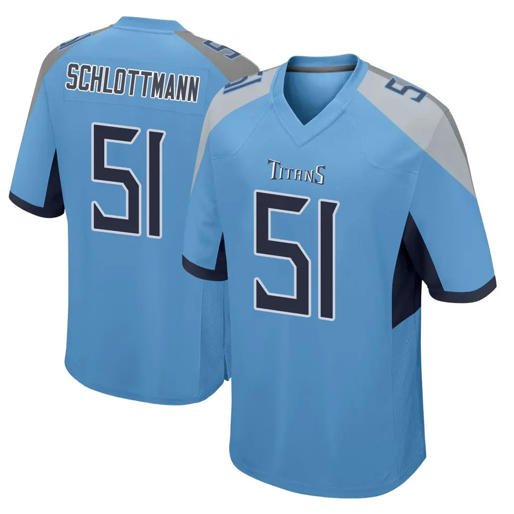T.Titans #51 Austin Schlottmann Player Light Blue Home Game Qdoa Stitched Jerseys