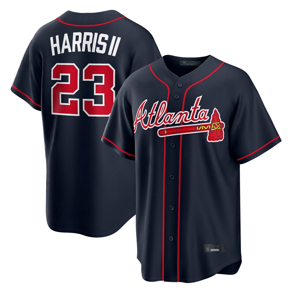 A.Braves #23 Michael Harris II Player Navy Home Game Qdoa Stitched Jerseys