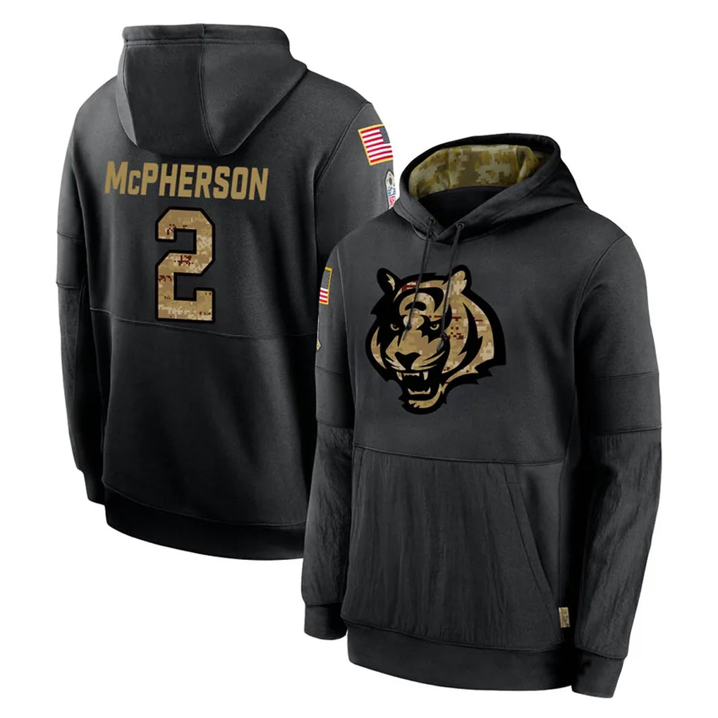 C.Bengals #2 Evan McPherson Player Black Salute to Service Pullover Hoodies Limited Qdoa Stitched Jerseys