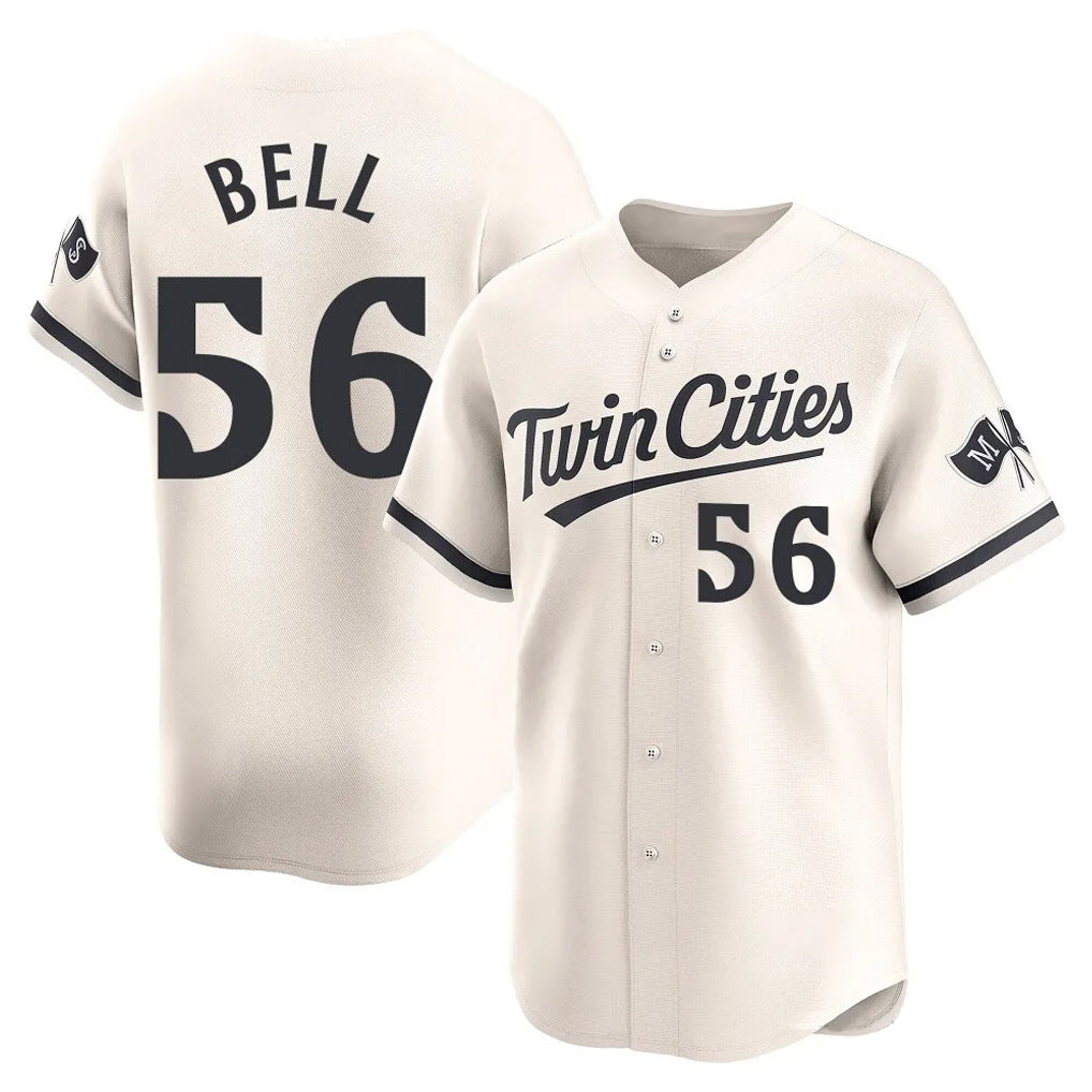 M.Twins #56 Josh Bell Player Cream Home Limited Qdoa Stitched Jerseys