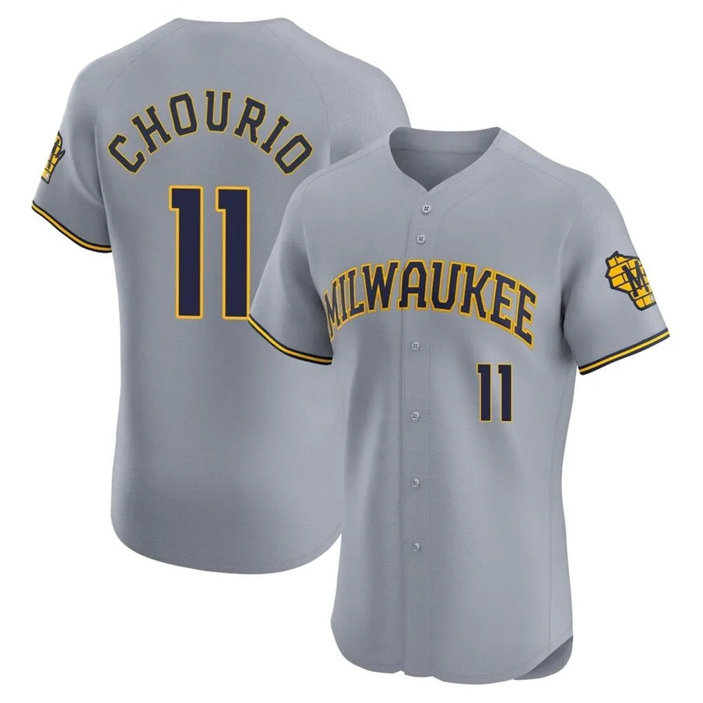 M.Brewers #11 Jackson Chourio Player Gray Home Limited Elite Qdoa Stitched Jerseys