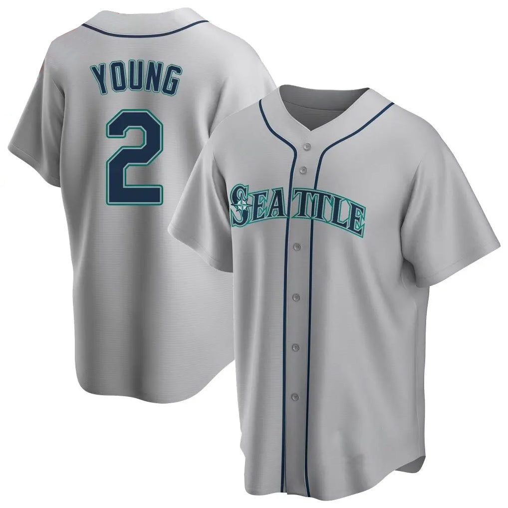 S.Mariners #2 Cole Young Player Gray Home Game Qdoa Stitched Jerseys