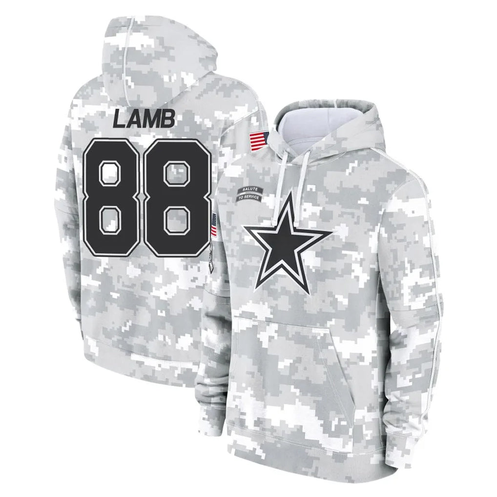 D.Cowboys #88 CeeDee Lamb Player Arctic Camo Salute to Service Hoodies Limited Game Qdoa Stitched Jerseys
