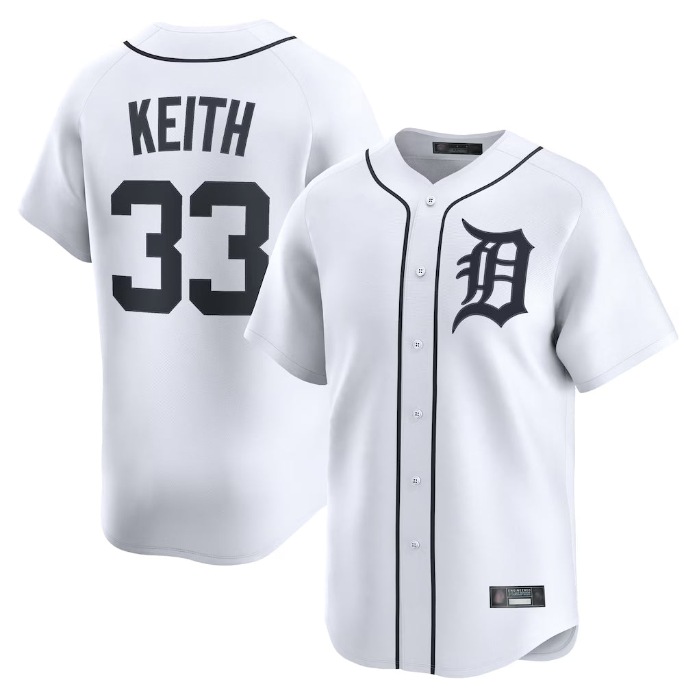 D.Tigers #33 Colt Keith Player White Home Limited Qdoa Stitched Jerseys