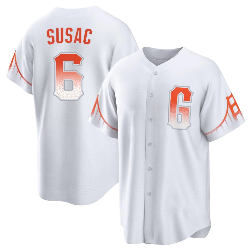 SF.Giants #6 Daniel Susac Player White City Connect Home Game Qdoa Stitched Jerseys