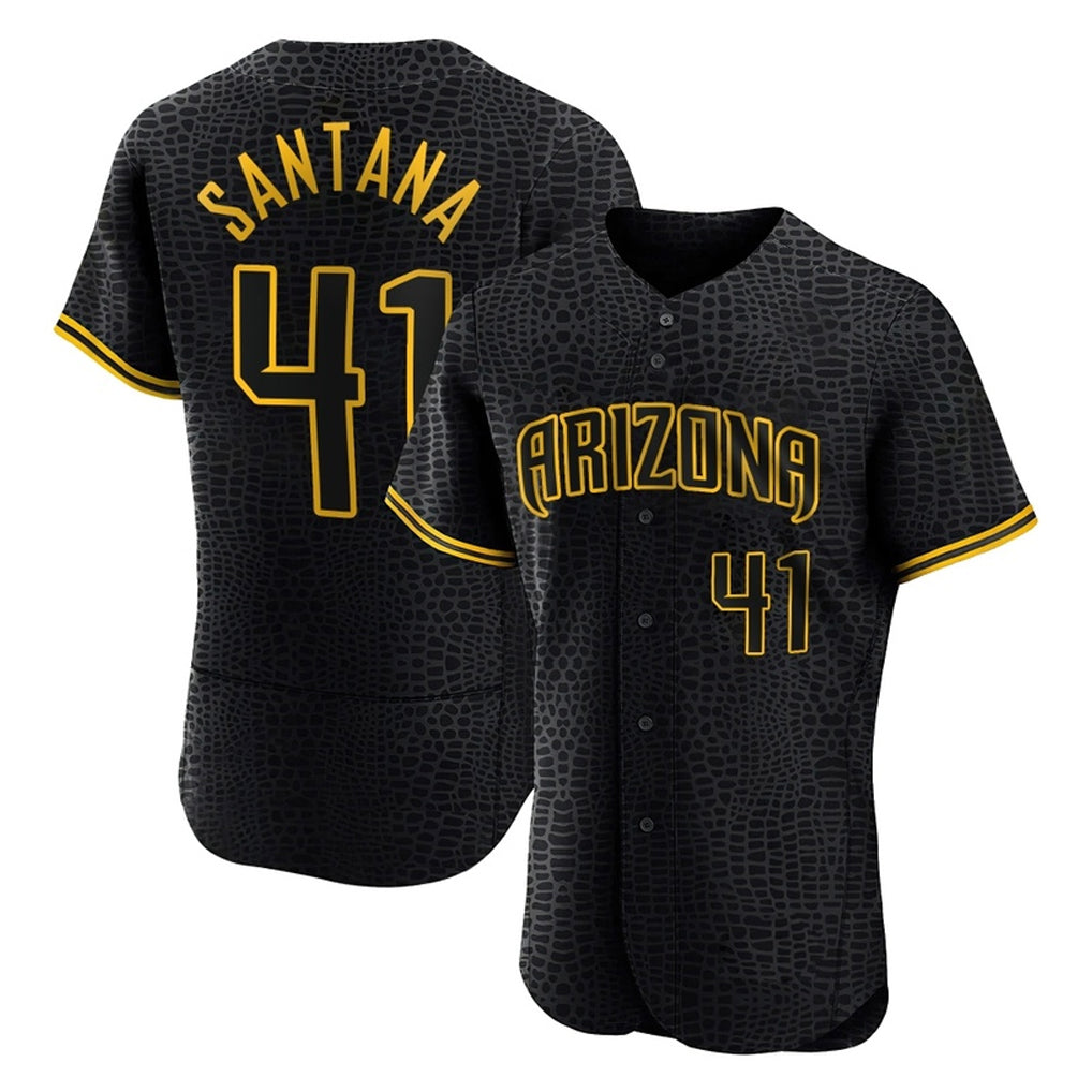 A.Diamondbacks #41 Carlos Santana Player Black Snake Skin City Limited Elite Home Game Qdoa Stitched Jerseys