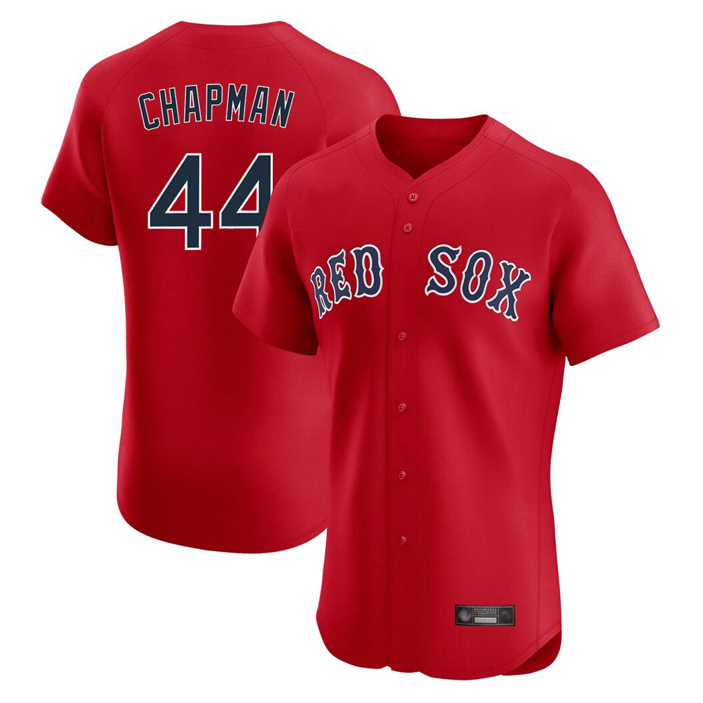 B.Red Sox #44 Aroldis Chapman Player Red Limited Elite Home Game Qdoa Stitched Jerseys