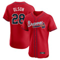 A.Braves #28 Matt Olson Player Red Limited Elite Home Game Qdoa Stitched Jerseys