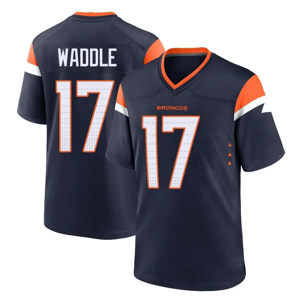 D.Broncos #17 Jaylen Waddle Player Navy Home Game Qdoa Stitched Jerseys