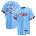 T.Rangers #53 Adolis Garcia Player Light Blue Home Game Qdoa Stitched Jerseys