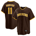 S.Diego Padres #11 Yu Darvish Player Brown Alternate Replica Game Qdoa Stitched Jerseys