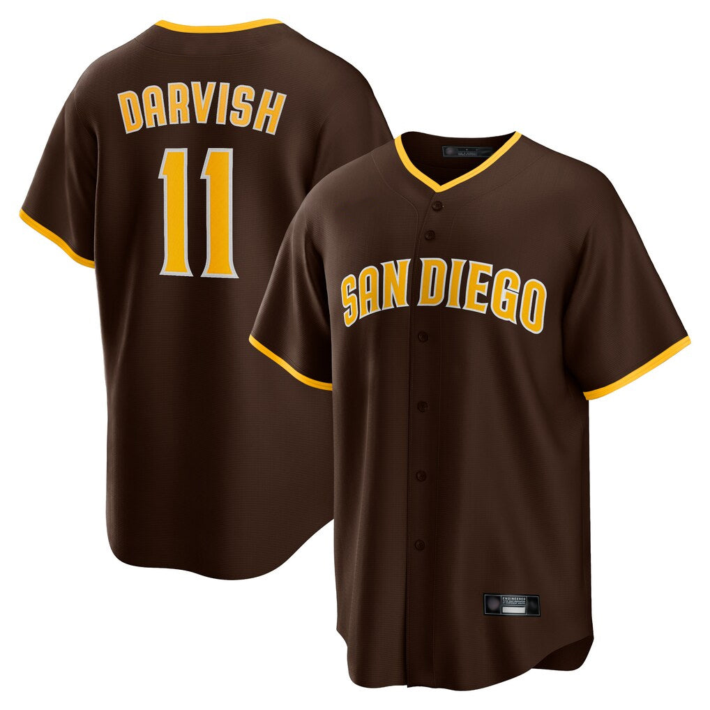 S.Diego Padres #11 Yu Darvish Player Brown Alternate Replica Game Qdoa Stitched Jerseys