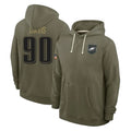 P.Eagles #90 Jordan Davis Player Olive Salute to Service Pullover Hoodies Limited Qdoa Stitched Jerseys