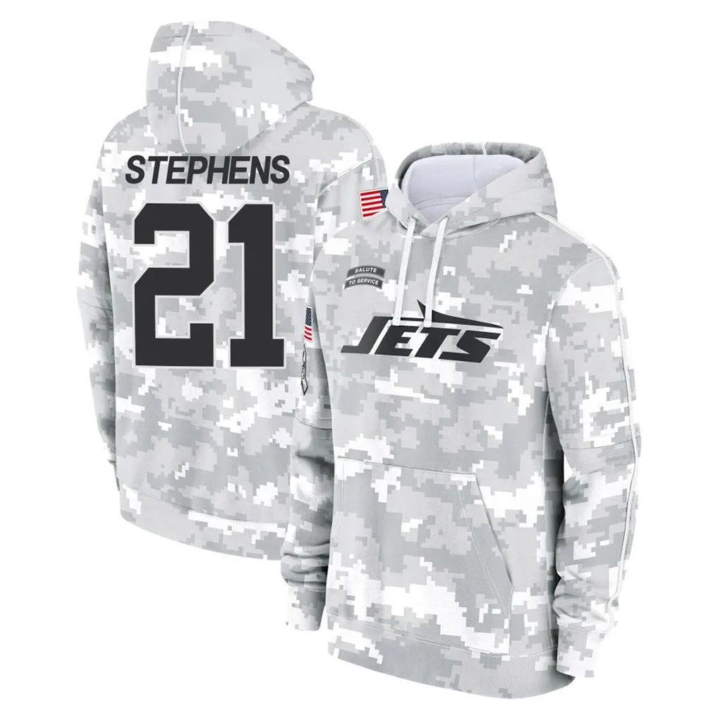 NY.Jets #21 Brandon Stephens Player Arctic Camo Salute to Service Pullover Hoodies Limited Game Qdoa Stitched Jerseys