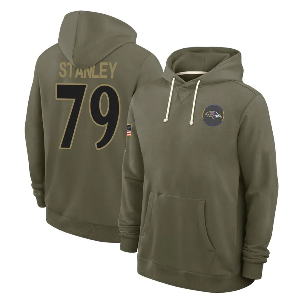 B.Ravens #79 Ronnie Stanley Player Olive Salute to Service Hoodie Qdoa Stitched Jerseys