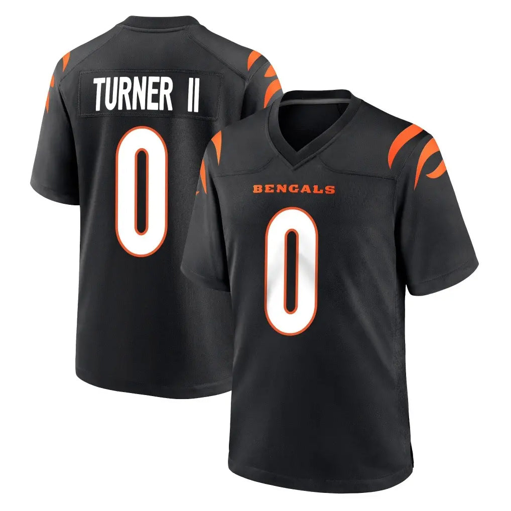 C.Bengals #0 DJ Turner II Player Black Home Game Qdoa Stitched Jerseys