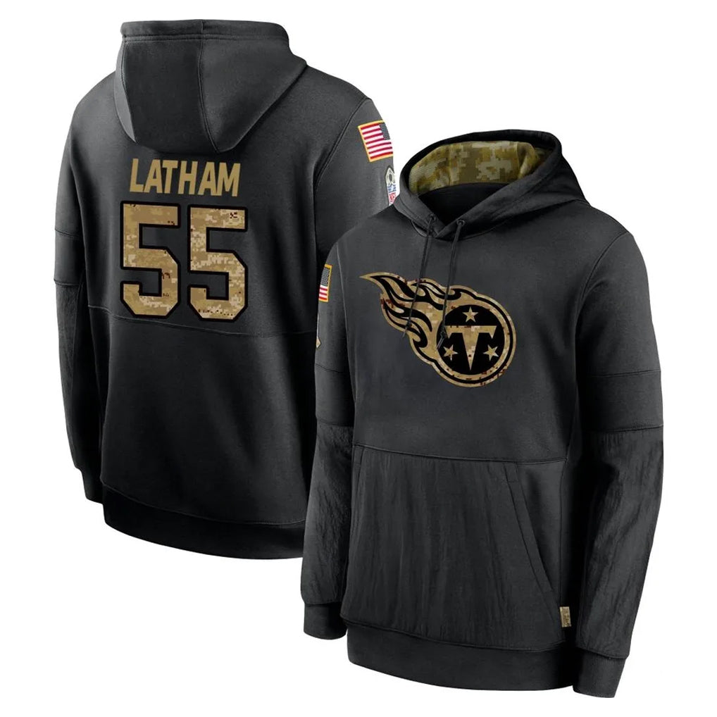 T.Titans #55 JC Latham Player Black Salute to Service Sideline Performance Pullover Hoodies Home Game Qdoa Stitched Jerseys