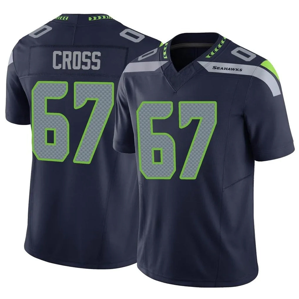 S.Seahawks #67 Charles Cross Player Navy Limited Vapor F.U.S.E. Home Game Qdoa Stitched Jerseys
