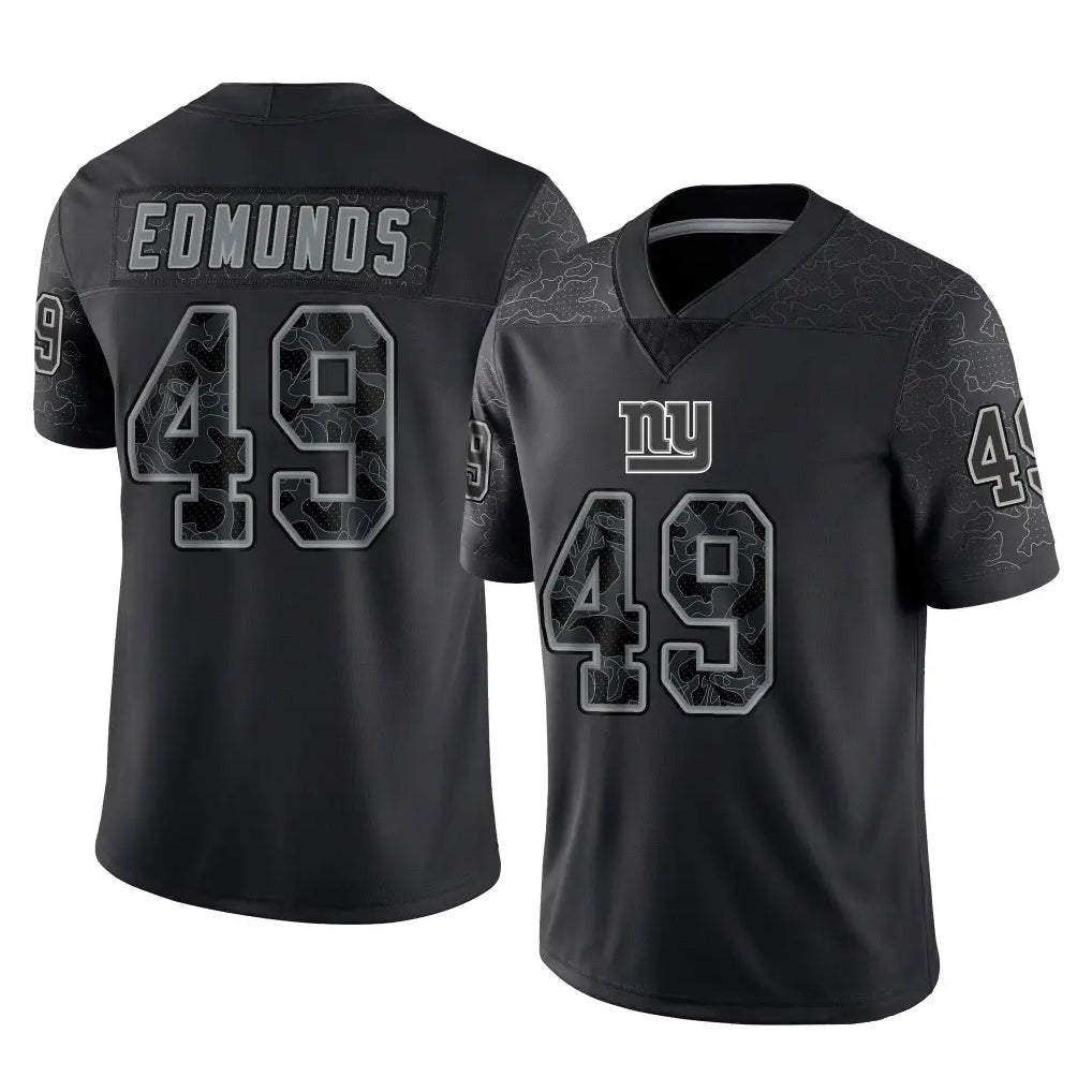 NY.Giants #49 Tremaine Edmunds Player Black Limited Reflective Home Game Qdoa Stitched Jerseys