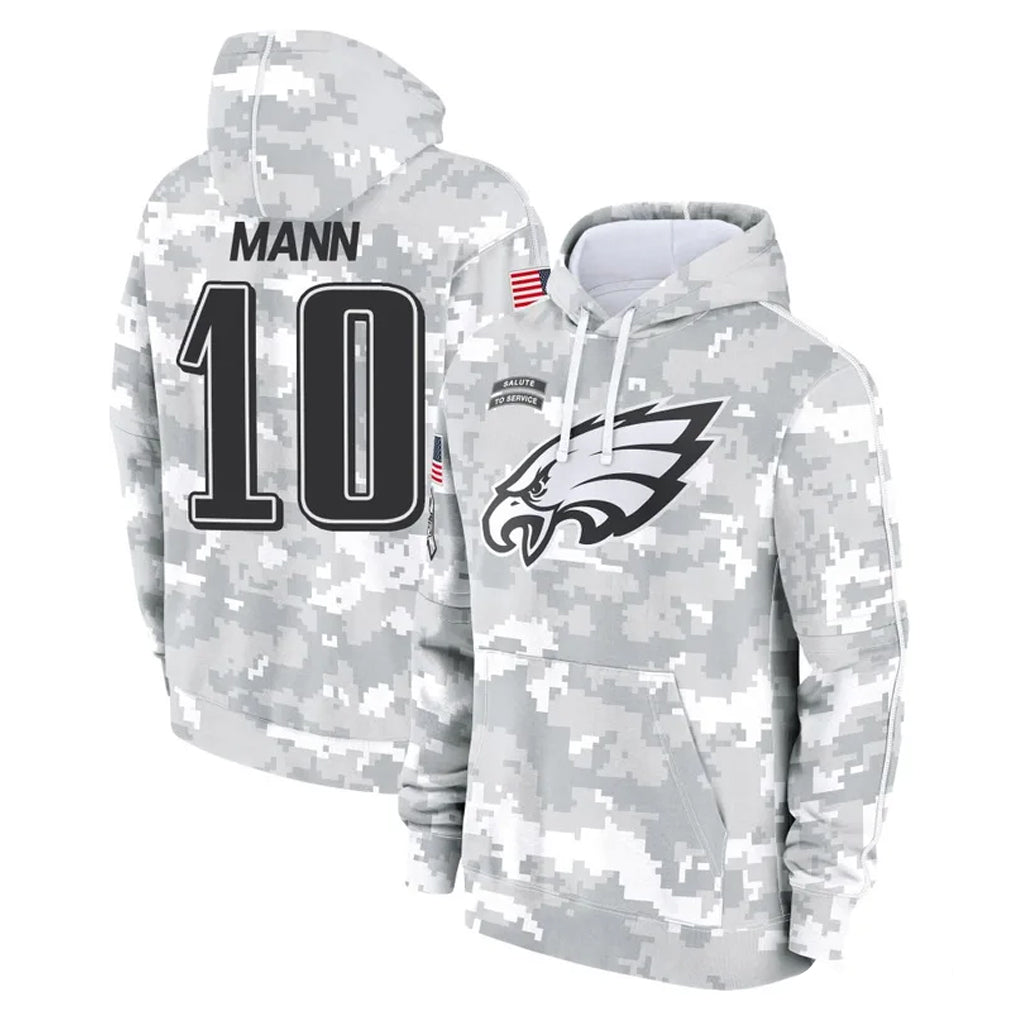 P.Eagles #10 Braden Mann Player Arctic Camo Salute to Service Pullover Hoodies Limited Game Qdoa Stitched Jerseys