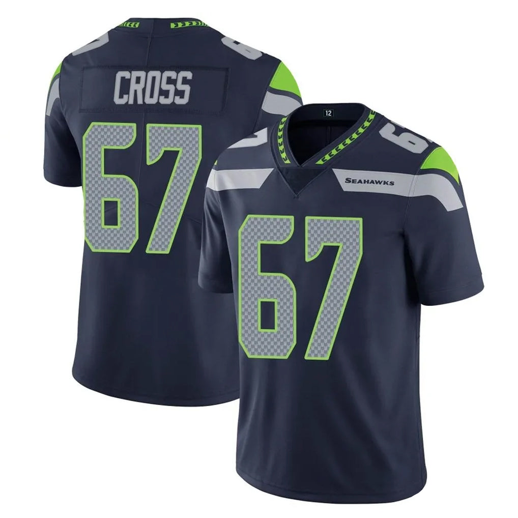 S.Seahawks #67 Charles Cross Player Navy Limited Vapor Untouchable Home Game Qdoa Stitched Jerseys