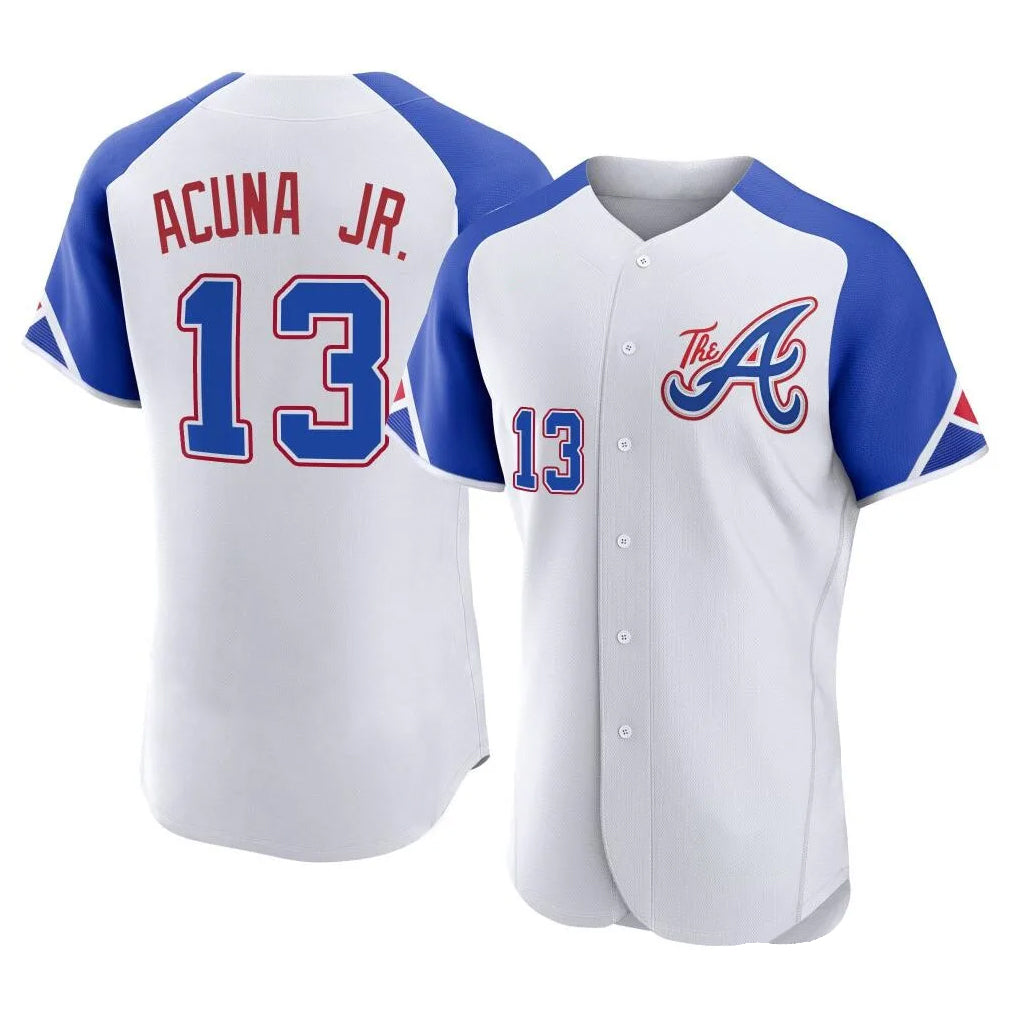 A.Braves #13 Ronald Acuna Jr Player White City Connect Limited Elite Home Game Qdoa Stitched Jerseys
