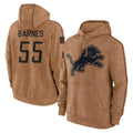 D.Lions #55 Derrick Barnes Player Brown Salute to Service Hoodies Limited Game Qdoa Stitched Jerseys