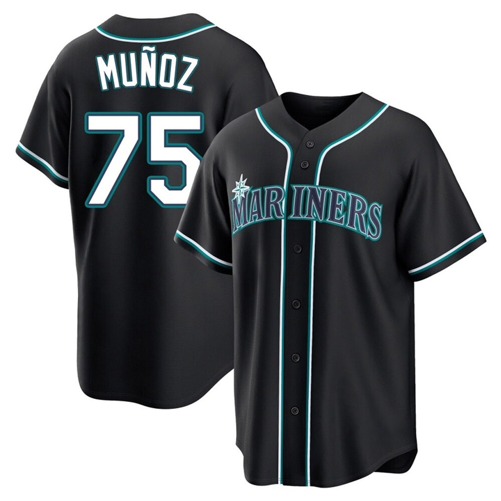 S.Mariners #75 Andres Munoz Player Black Fashion Home Limited Qdoa Stitched Jerseys