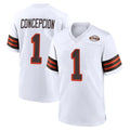 C.Browns #1 KC Concepcion Player White Alternate Home Game Qdoa Stitched Jerseys