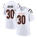 C.Bengals #30 Chase Brown Player White Home Game Qdoa Stitched Jerseys