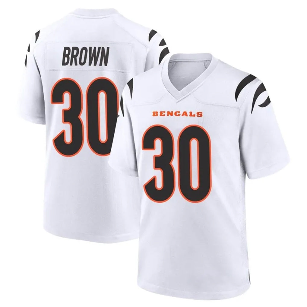 C.Bengals #30 Chase Brown Player White Home Game Qdoa Stitched Jerseys