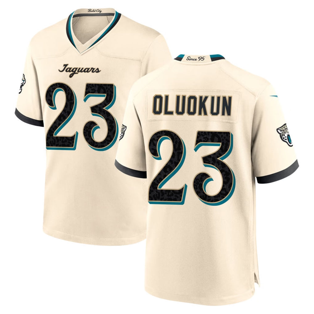 J.Jaguars #23 Foyesade Oluokun Player Natural 2026 Rivalries Collection Game Qdoa Stitched Jerseys