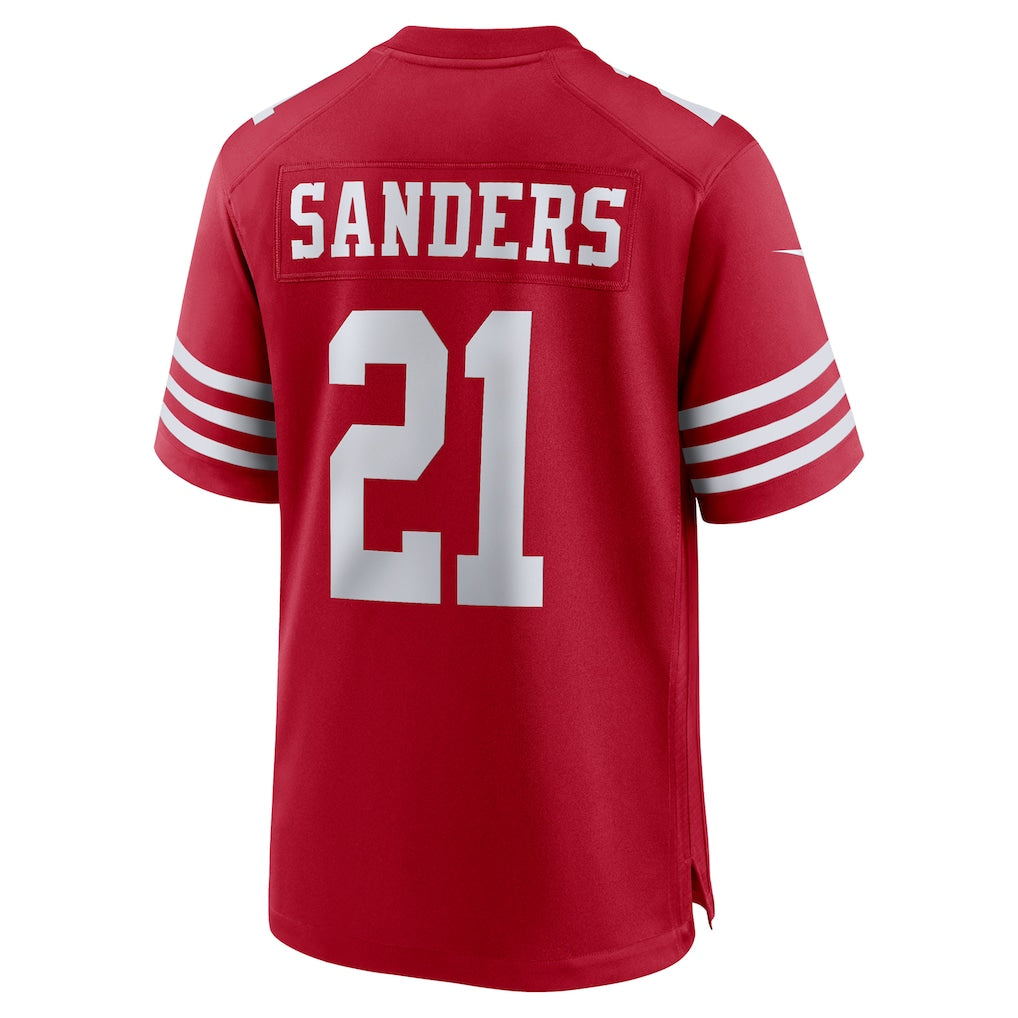 Qdoa SF.49ers #21 Deion Sanders Scarlet Team Retired Player Game Jersey