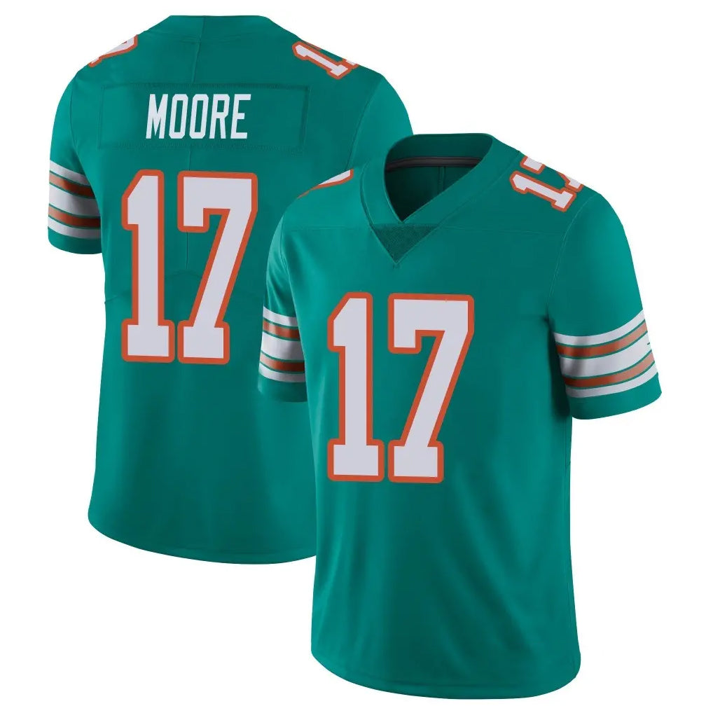 M.Dolphins #17 Trey Moore Player Aqua Limited Alternate Vapor Untouchable Home Game Qdoa Stitched Jerseys