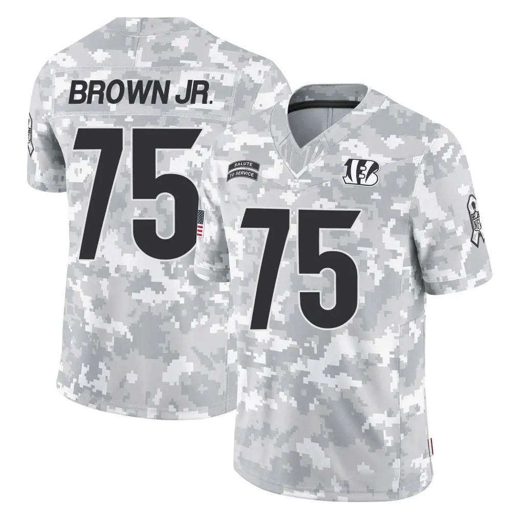 C.Bengals #75 Orlando Brown Jr. Player Arctic Camo Salute to Service Limited Qdoa Stitched Jerseys