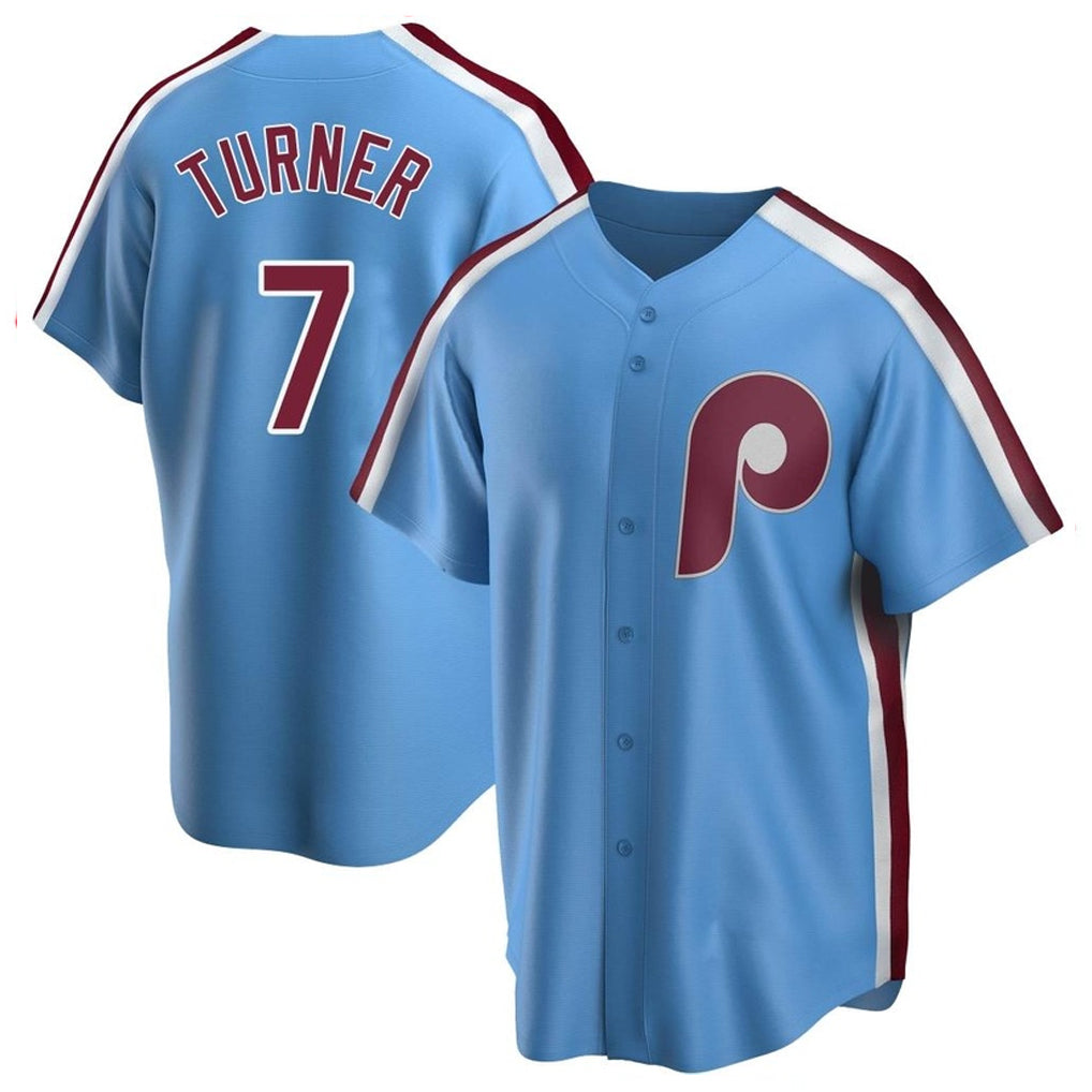 P.Phillies #7 Trea Turner Player Light Blue Home Game Qdoa Stitched Jerseys