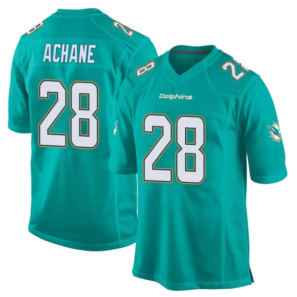 M.Dolphins #28 De'Von Achane Player Aqua Team Color Home Game Qdoa Stitched Jerseys