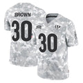 C.Bengals #30 Chase Brown Player Arctic Camo Salute to Service Limited Qdoa Stitched Jerseys