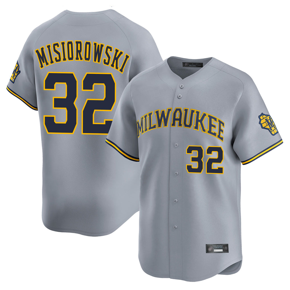M.Brewers #32 Jacob Misiorowski Player Gray Home Limited Qdoa Stitched Jerseys