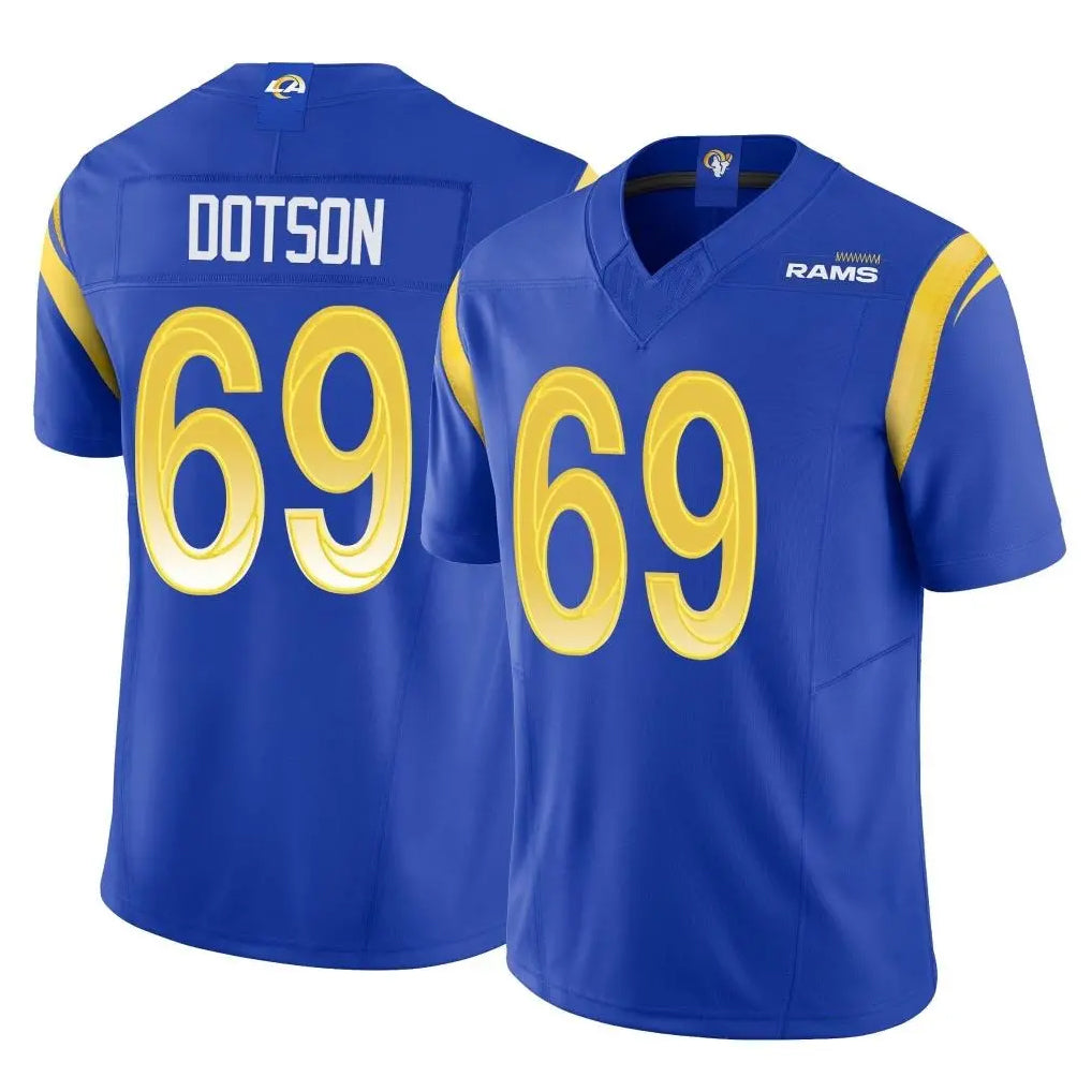 LA.Rams #69 Kevin Dotson Player Royal Limited Vapor F.U.S.E. Home Game Qdoa Stitched Jerseys